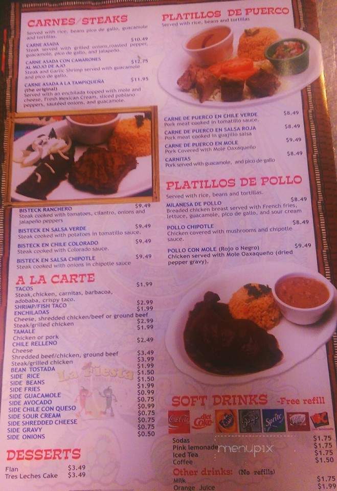 La Fiesta Mexican Restaurant - Port Neches, TX menu_pic