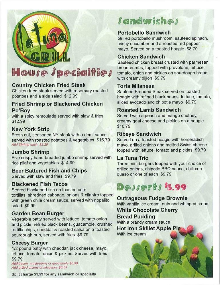 La Tuna Grill - San Antonio, TX menu_pic