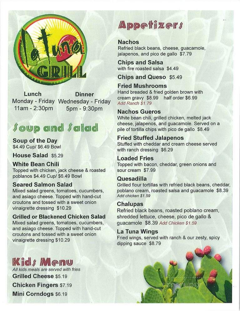 La Tuna Grill - San Antonio, TX menu_pic