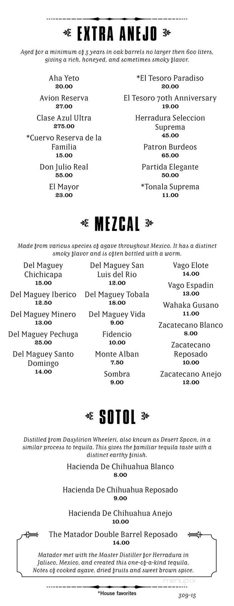 The Matador - Tacoma, WA menu_pic