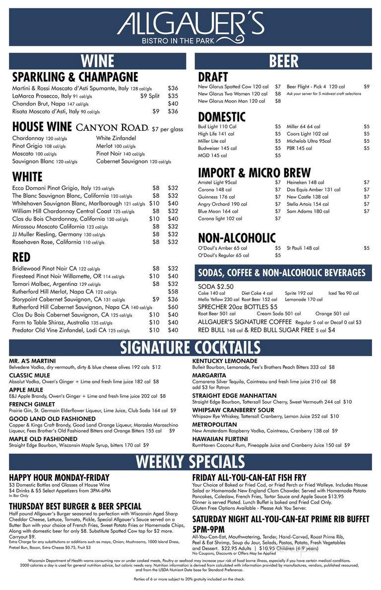 Allgauers In The Park - Milwaukee, WI menu_pic