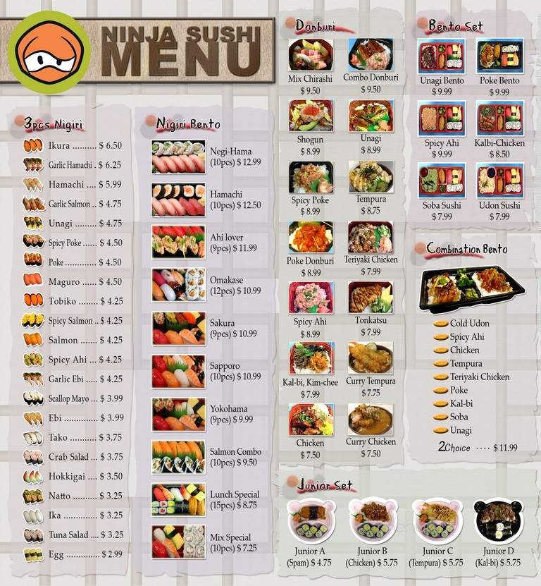 Ninja Sushi - Kaneohe, HI menu_pic