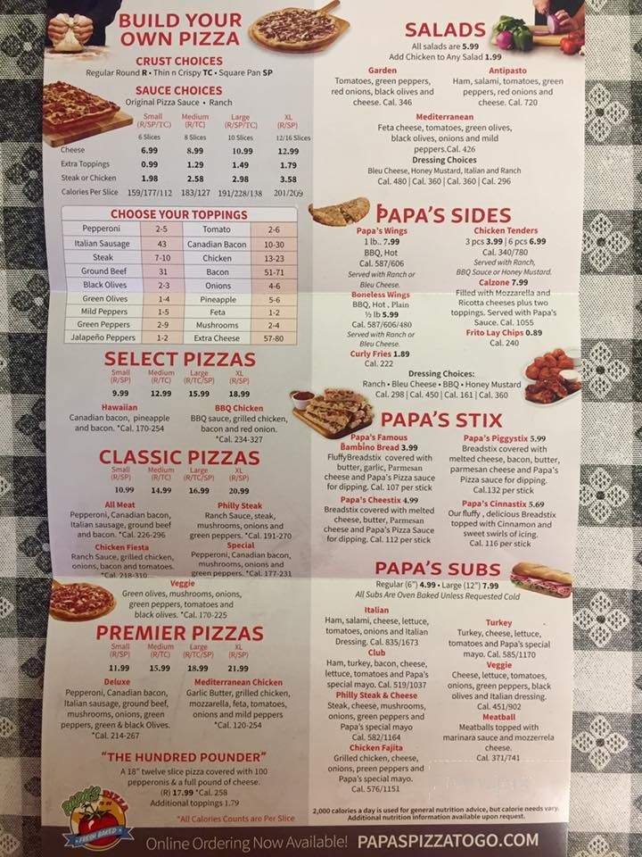 Papas Pizza To Go - Millen, GA menu_pic