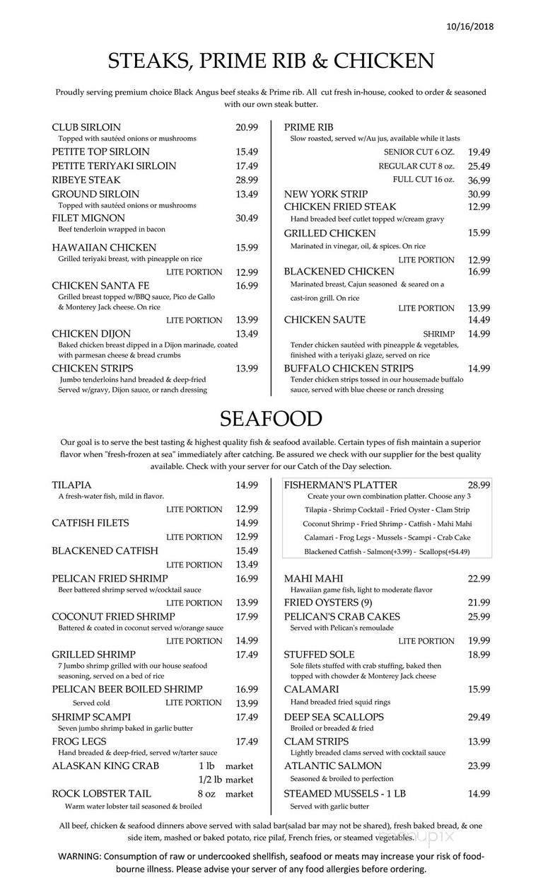 Pelicans Restaurant - Oklahoma City, OK menu_pic
