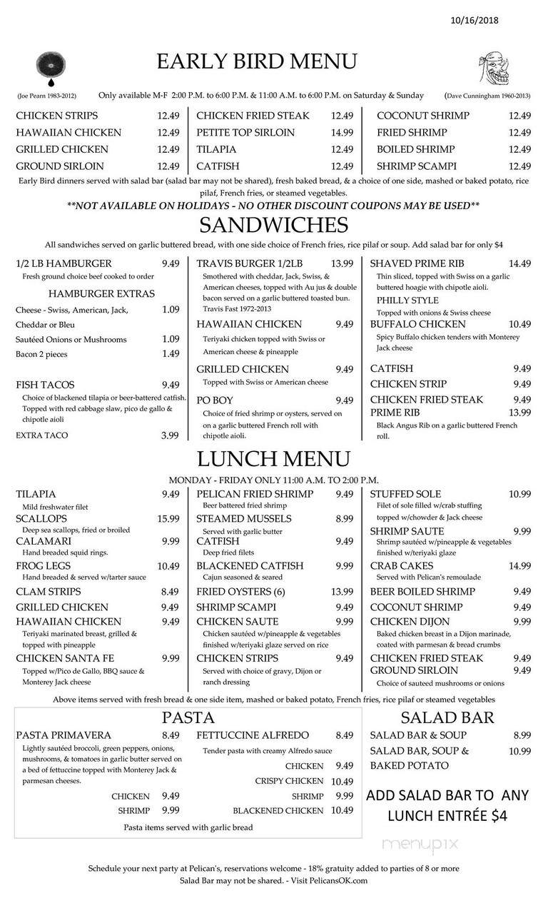 Pelicans Restaurant - Oklahoma City, OK menu_pic