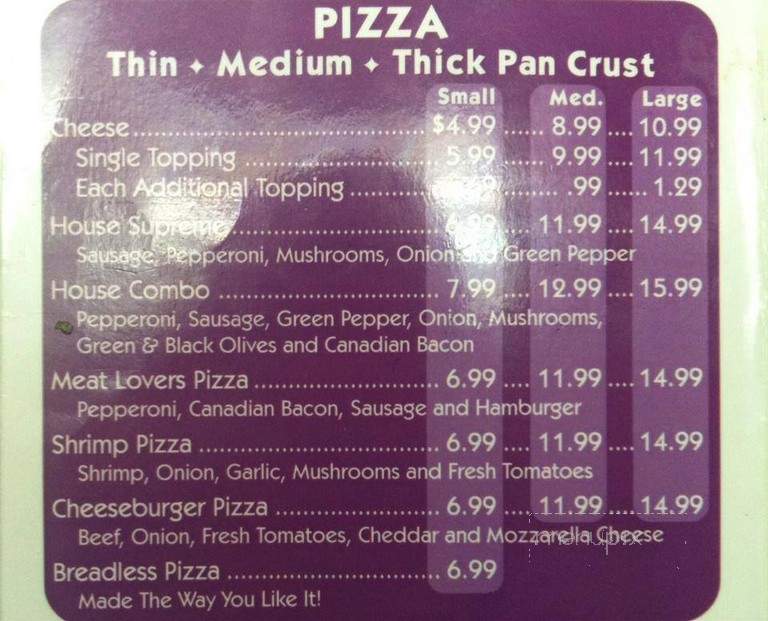 Pizza House - Hallsville, TX menu_pic