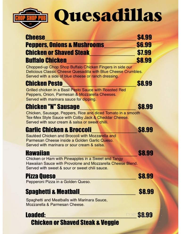 Chop Shop - Seabrook, NH menu_pic