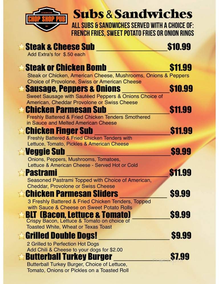 Chop Shop - Seabrook, NH menu_pic
