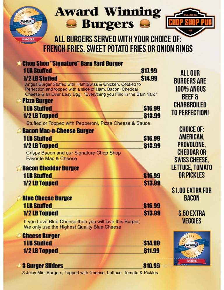 Chop Shop - Seabrook, NH menu_pic