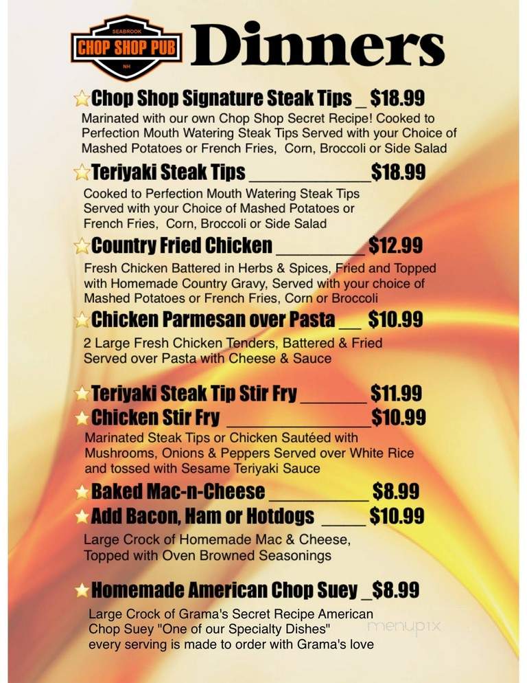 Chop Shop - Seabrook, NH menu_pic