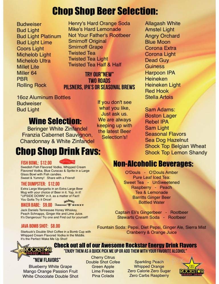 Chop Shop - Seabrook, NH menu_pic