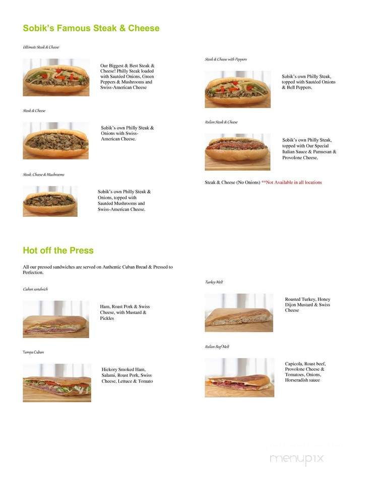 Sobik's Subs - Orlando, FL menu_pic