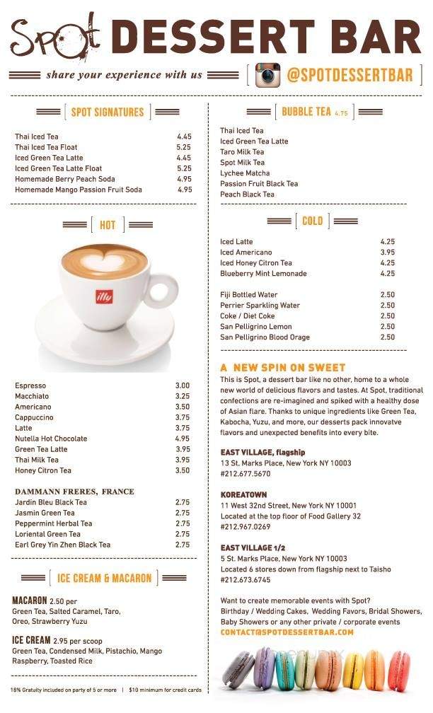 Spot Dessert Bar - New York, NY menu_pic