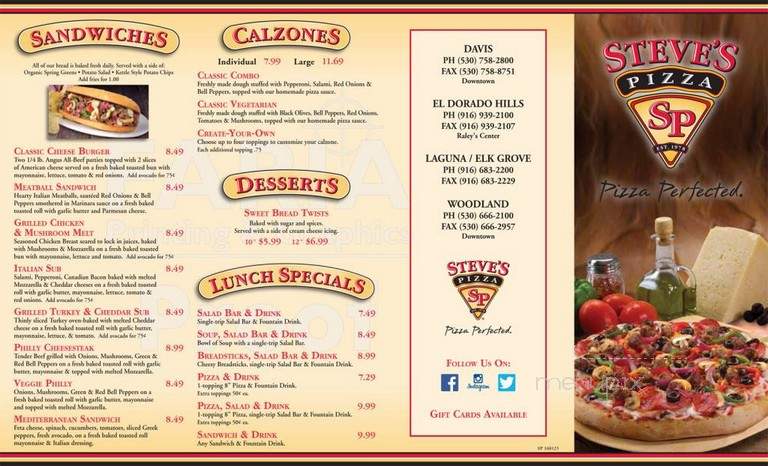 Steves Pizza - El Dorado Hills, CA menu_pic