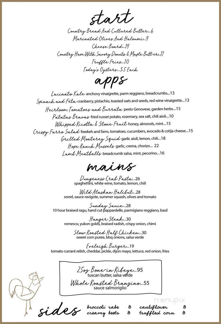 Eveleigh - West Hollywood, CA menu_pic
