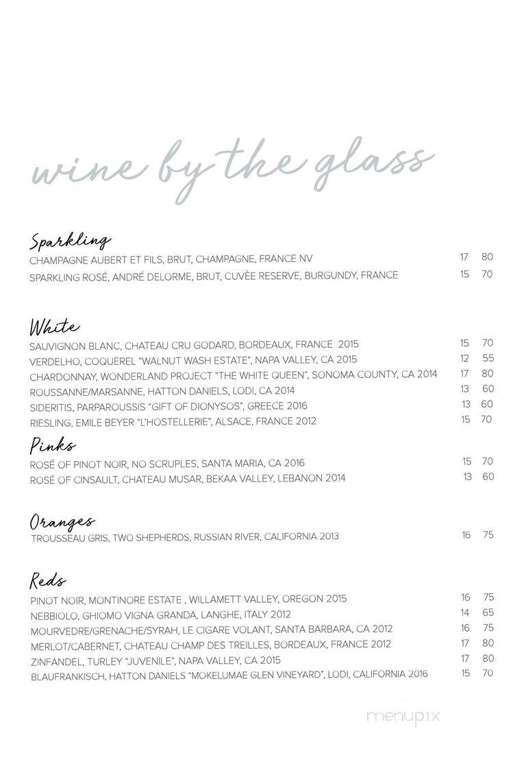 Eveleigh - West Hollywood, CA menu_pic