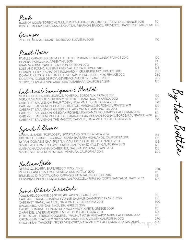 Eveleigh - West Hollywood, CA menu_pic