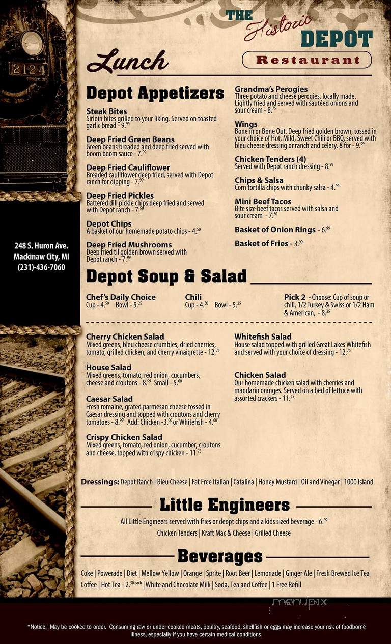 Depot - Mackinaw City, MI menu_pic