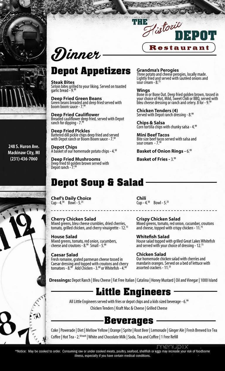 Depot - Mackinaw City, MI menu_pic