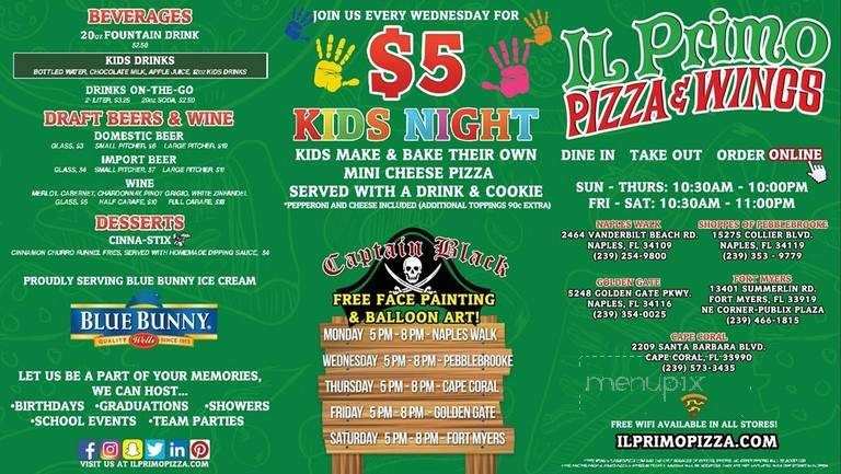 IL Primo Pizza and Wings - Fort Myers, FL menu_pic