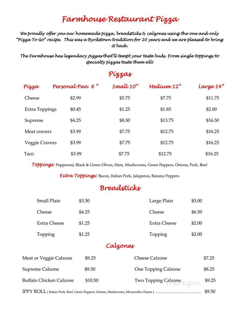 Farmhouse Restaurant - Town Creek, AL menu_pic