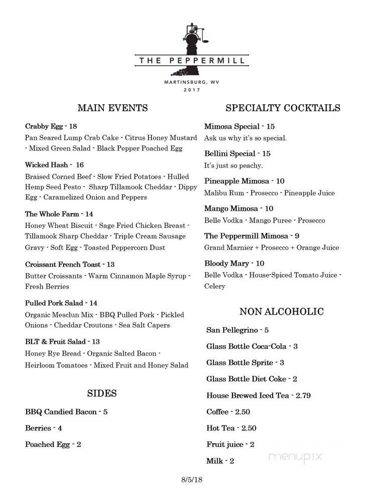 Peppermill Restaurant - Martinsburg, WV menu_pic