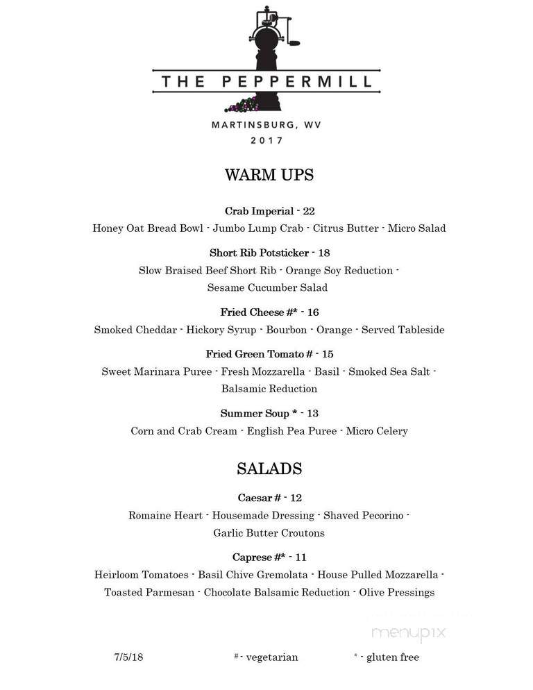 Peppermill Restaurant - Martinsburg, WV menu_pic