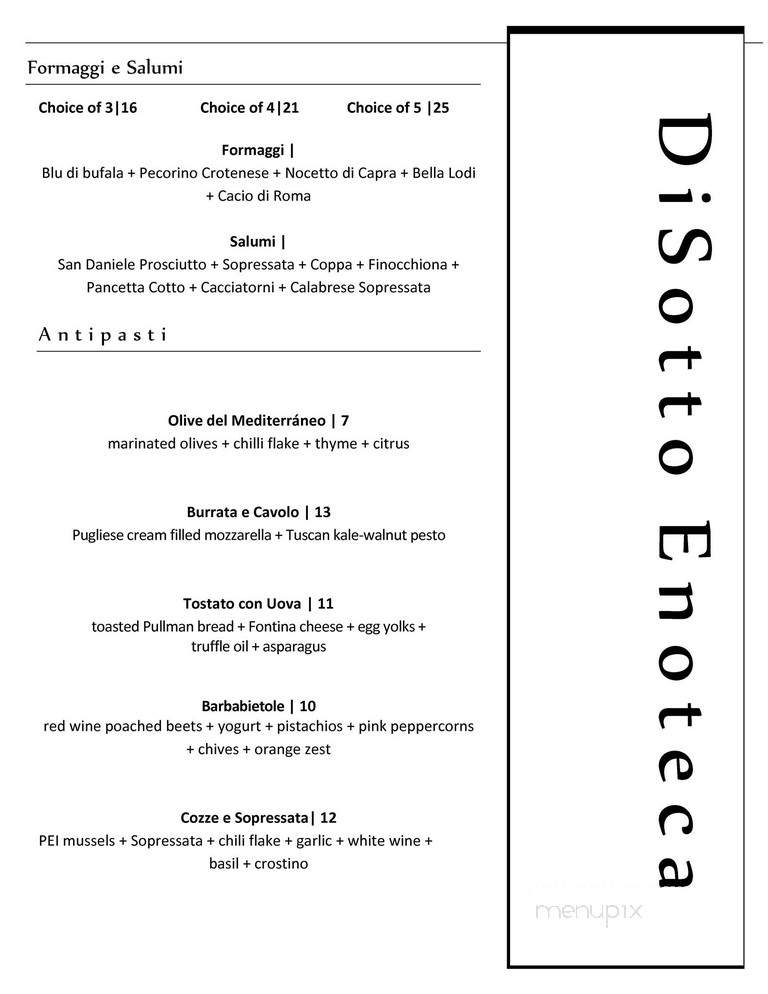 Di Sotto Enoteca - Chicago, IL menu_pic