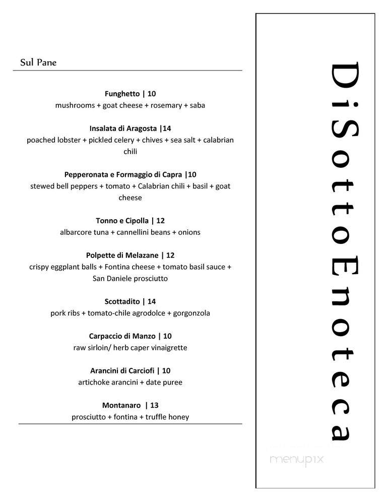 Di Sotto Enoteca - Chicago, IL menu_pic