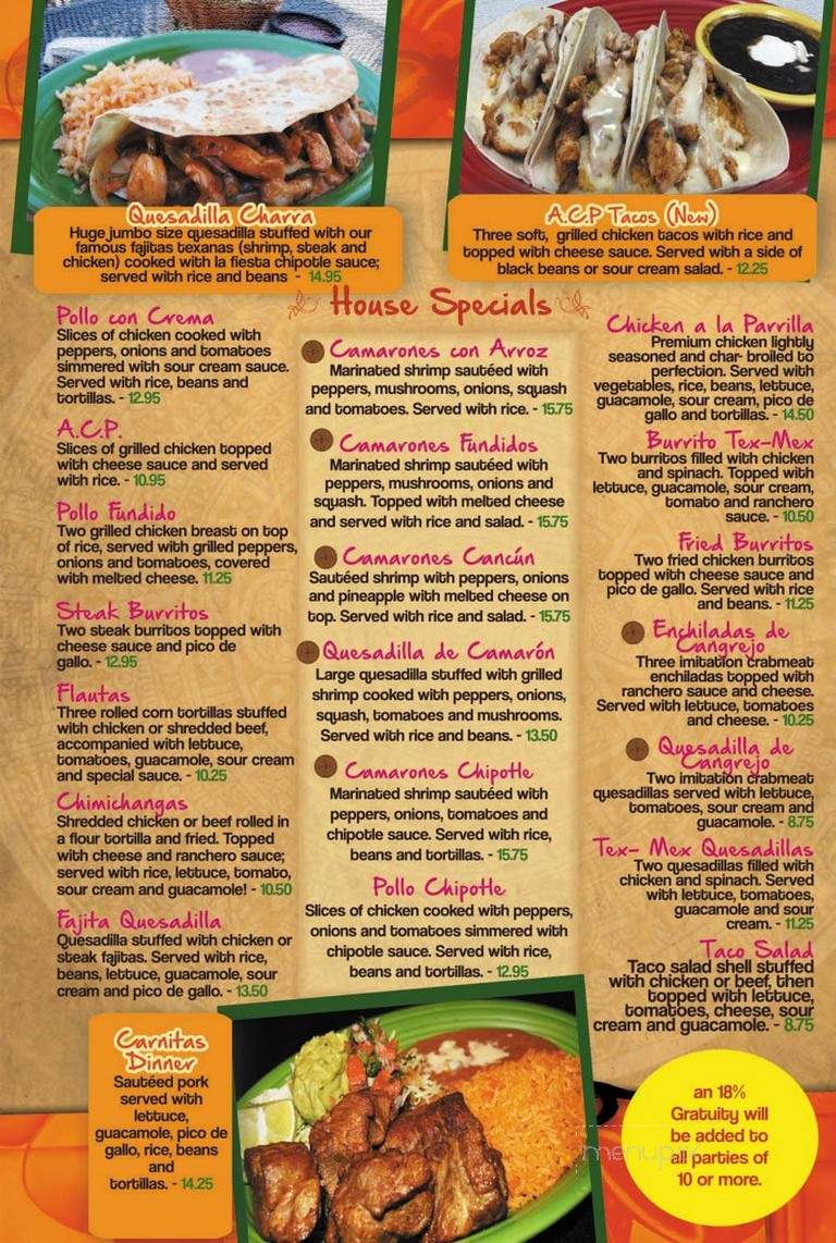 La Fiesta Restaurante Mexicano - High Point, NC menu_pic