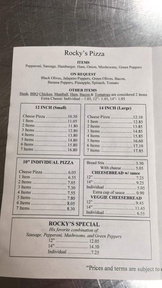 Rockys Pizza - Greeneville, TN menu_pic