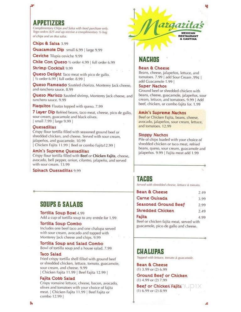 Margaritas - Liberty Hill, TX menu_pic