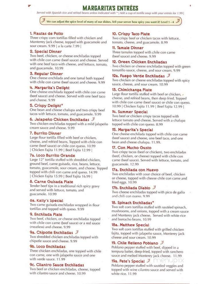 Margaritas - Liberty Hill, TX menu_pic