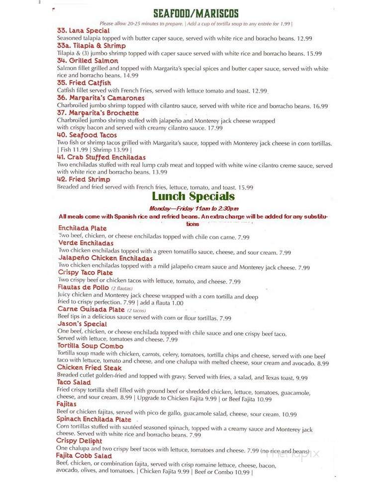 Margaritas - Liberty Hill, TX menu_pic