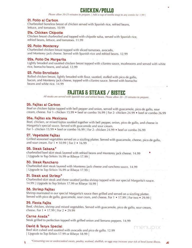 Margaritas - Liberty Hill, TX menu_pic