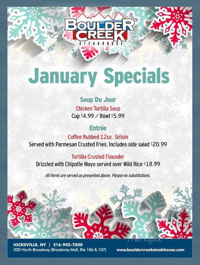 Boulder Creek - Hicksville, NY menu_pic