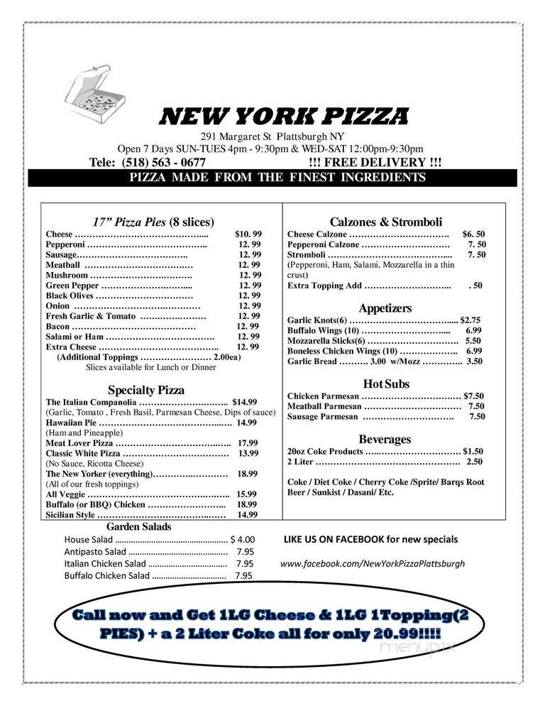 New York Pizza - Plattsburgh, NY