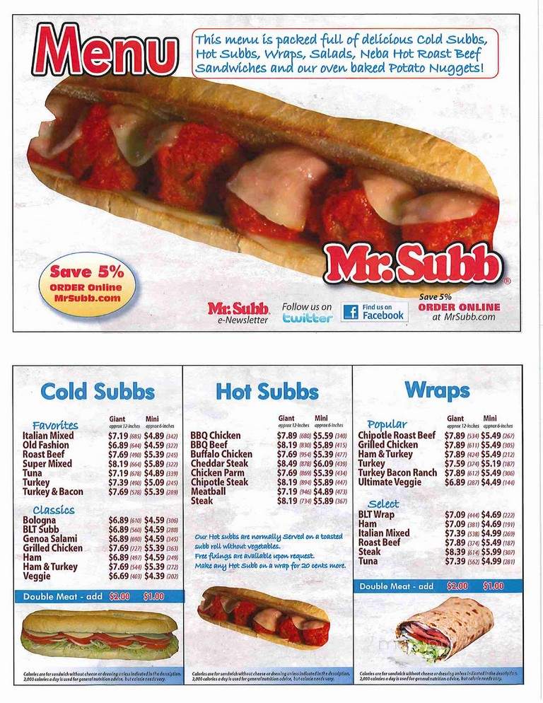Mr Subb - Latham, NY menu_pic