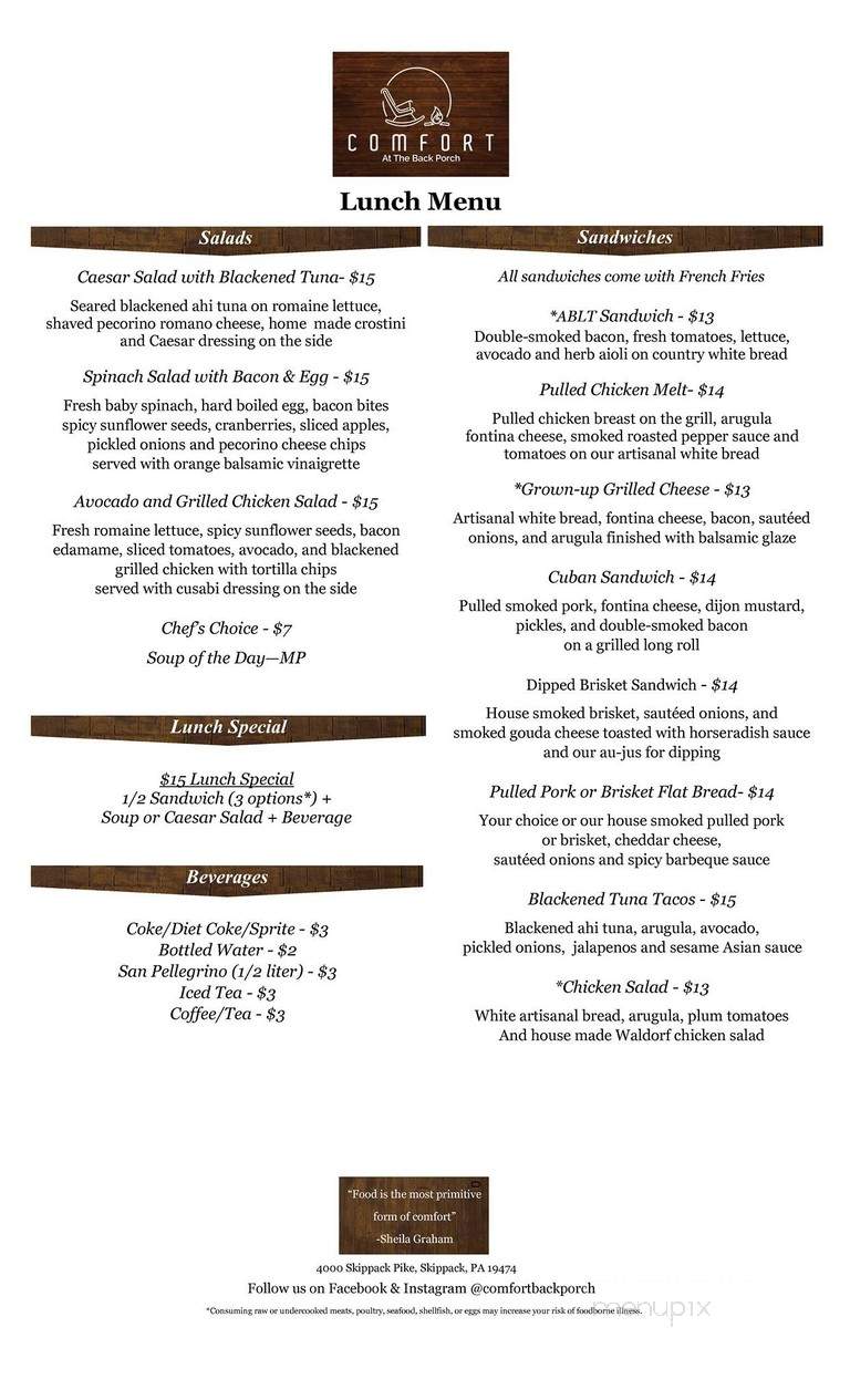 Back Porch Cafe - Schwenksville, PA menu_pic