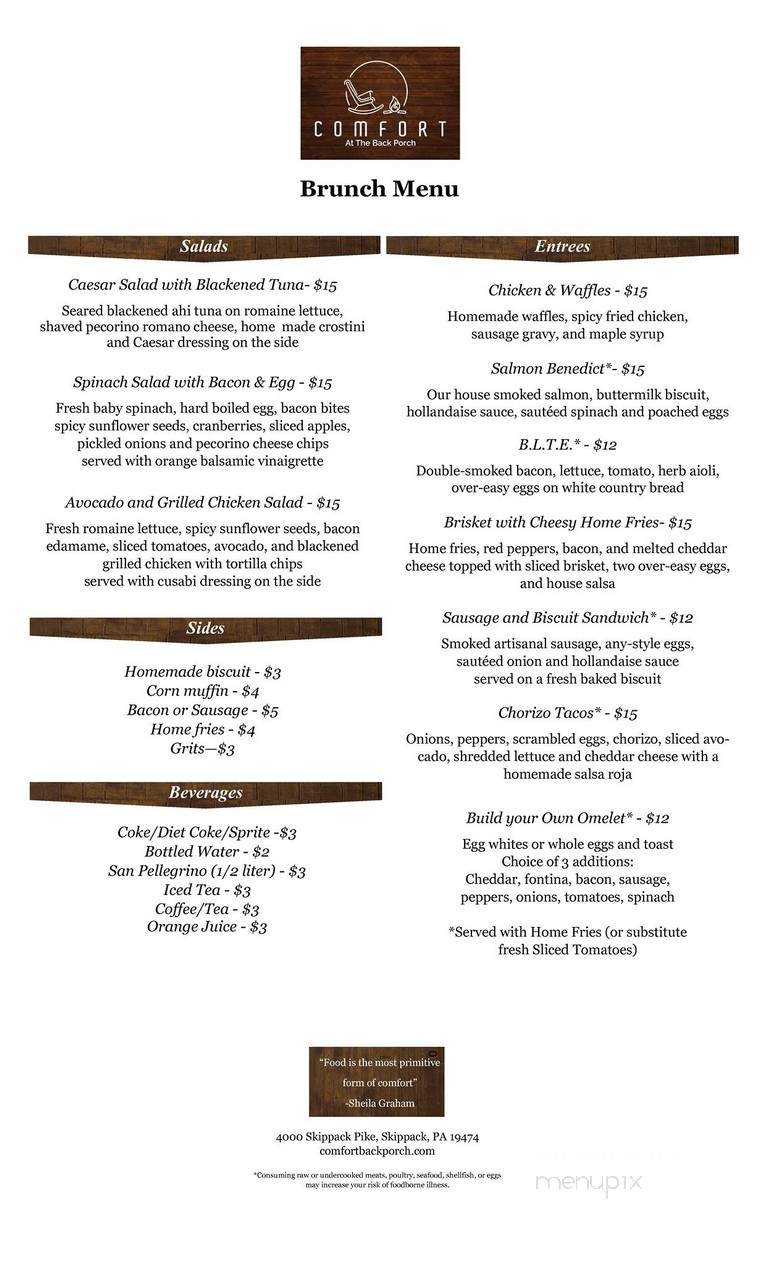 Back Porch Cafe - Schwenksville, PA menu_pic