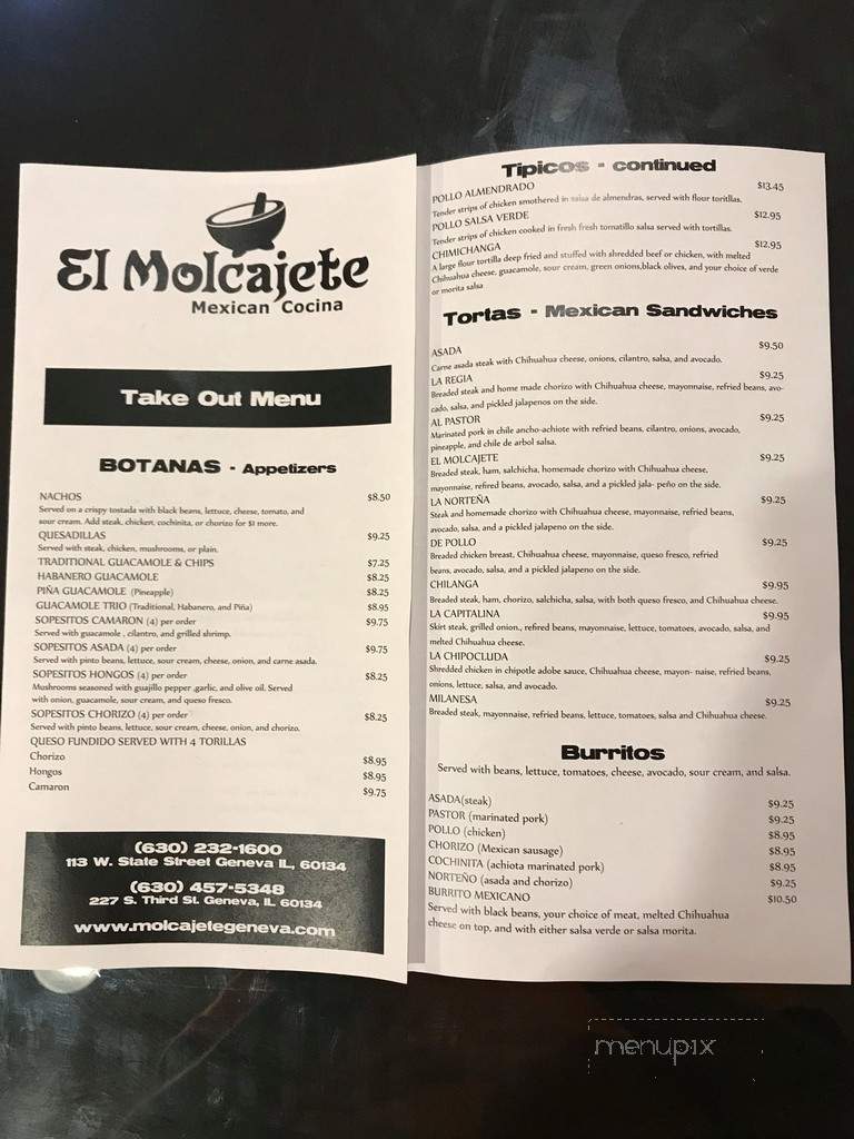 El Molcajete - Geneva, IL menu_pic