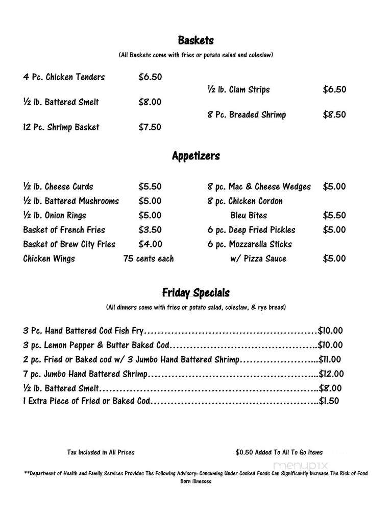 Pour House - Wisconsin Rapids, WI menu_pic