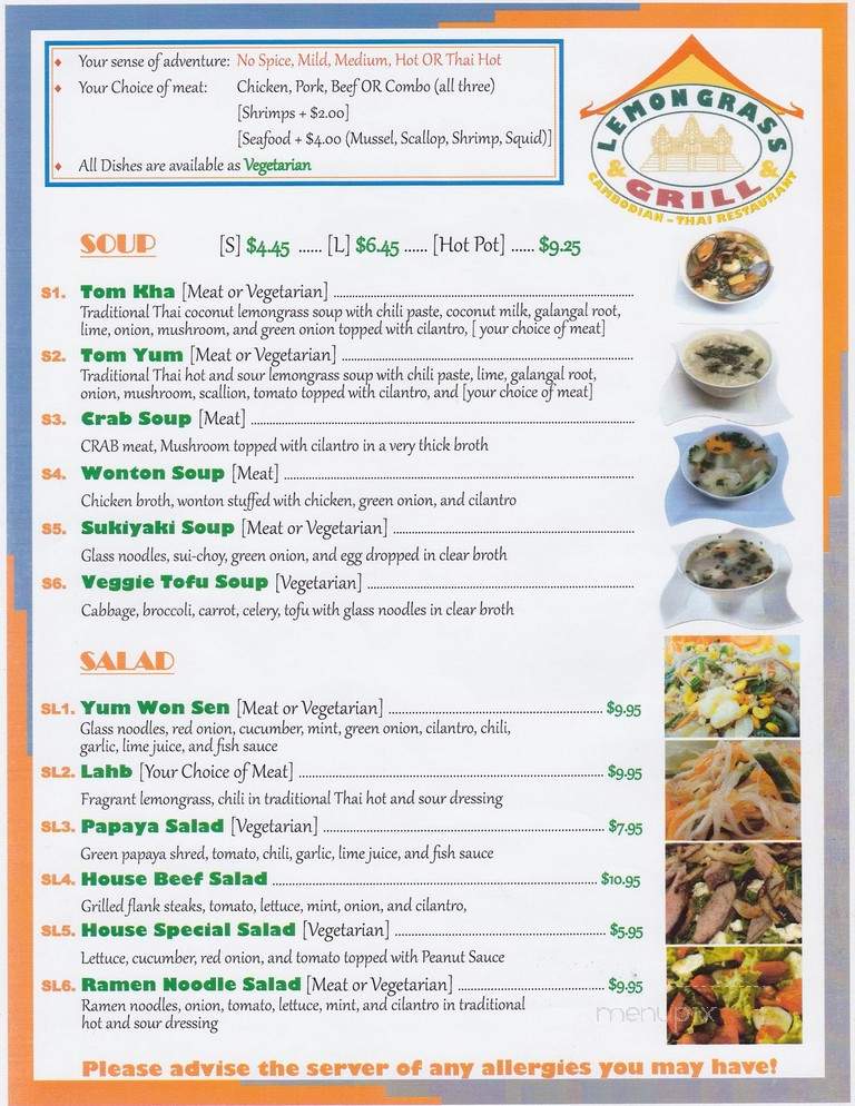 Lemon Grass Restaurant - Arlington, TX menu_pic