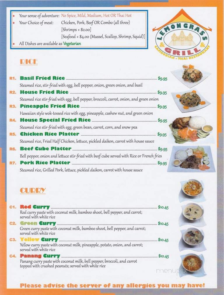 Lemon Grass Restaurant - Arlington, TX menu_pic
