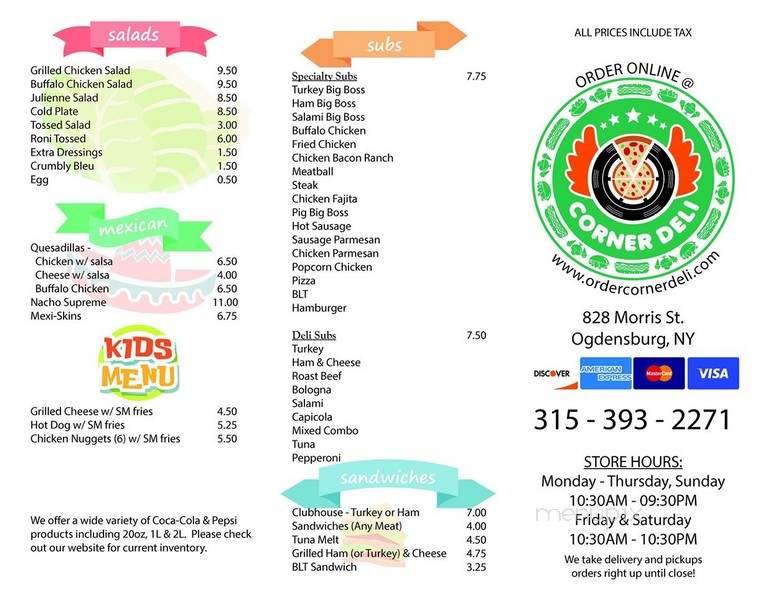Corner Deli - Ossining, NY menu_pic