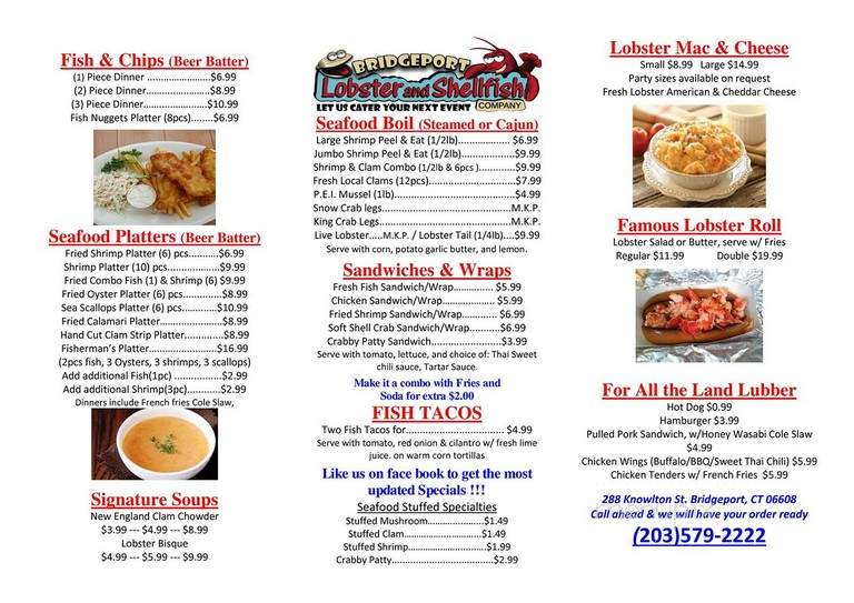 Bridgeport Lobster and Shellfish - Bridgeport, CT menu_pic