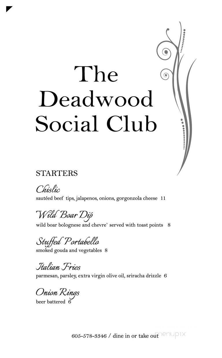 Deadwood Social Club - Deadwood, SD menu_pic