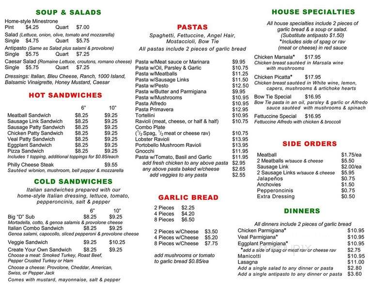 Domenico's Jr - Glendora, CA menu_pic