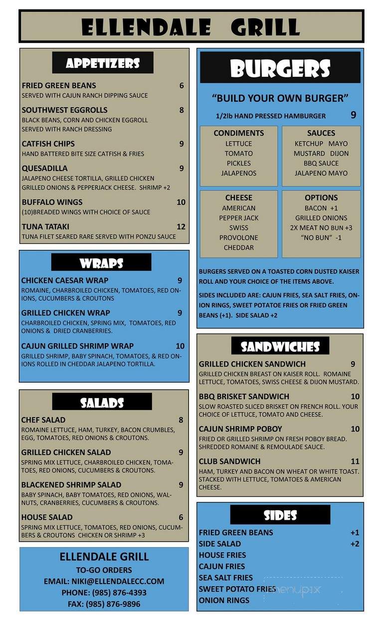 Ellendale Country Club - Houma, LA menu_pic