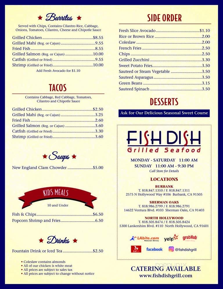 Fish Dish Burbank - Burbank, CA menu_pic